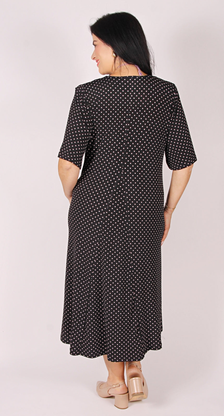 Florence Float Dress Pink Dots on Black