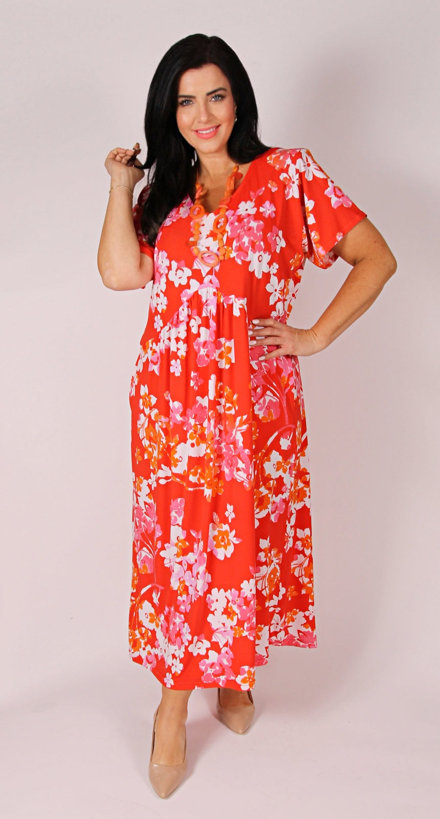 Lady Musgrave Gather Dress Pink|Orange