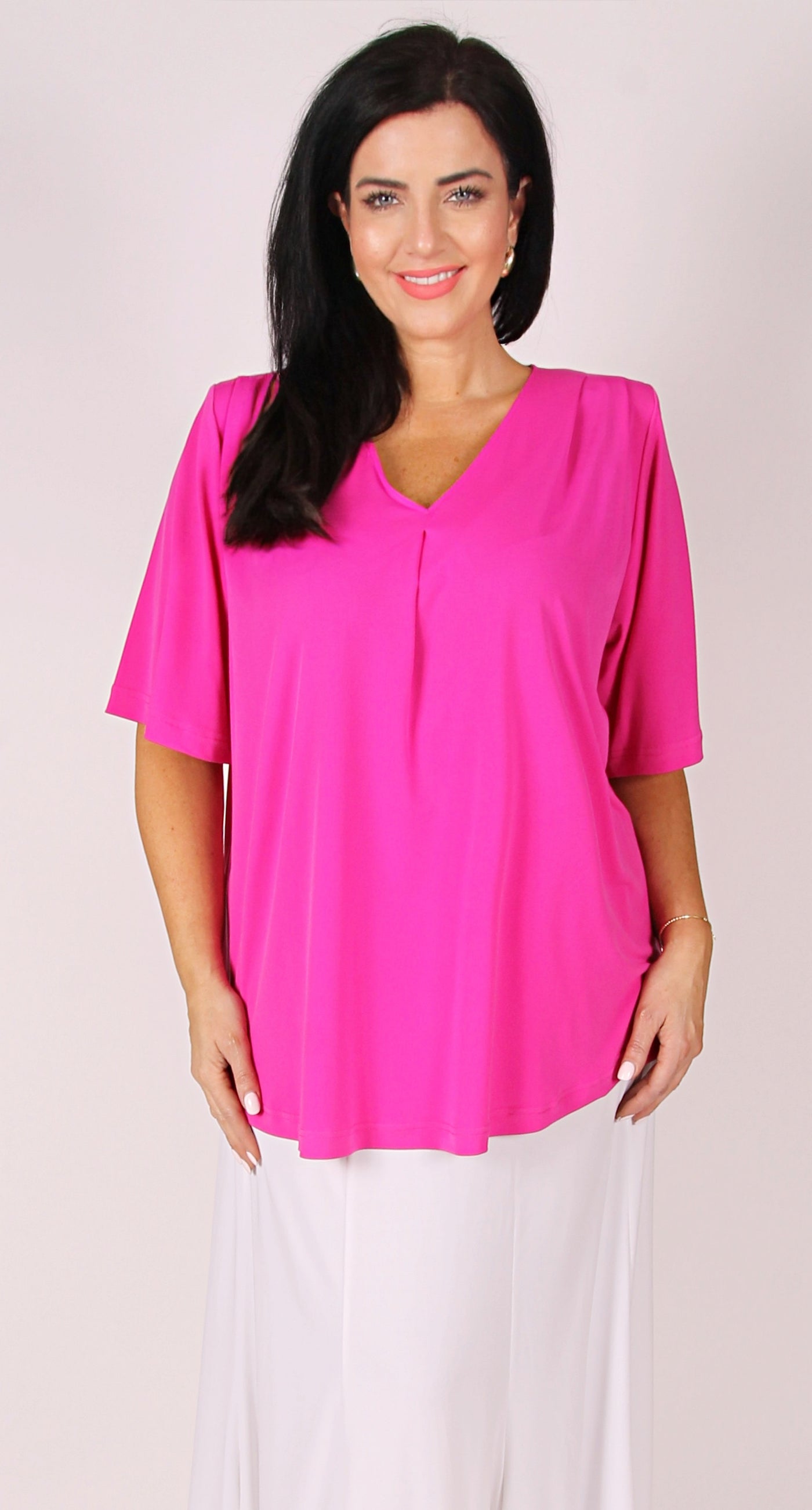 Pia Pleat Front Top Fuchsia