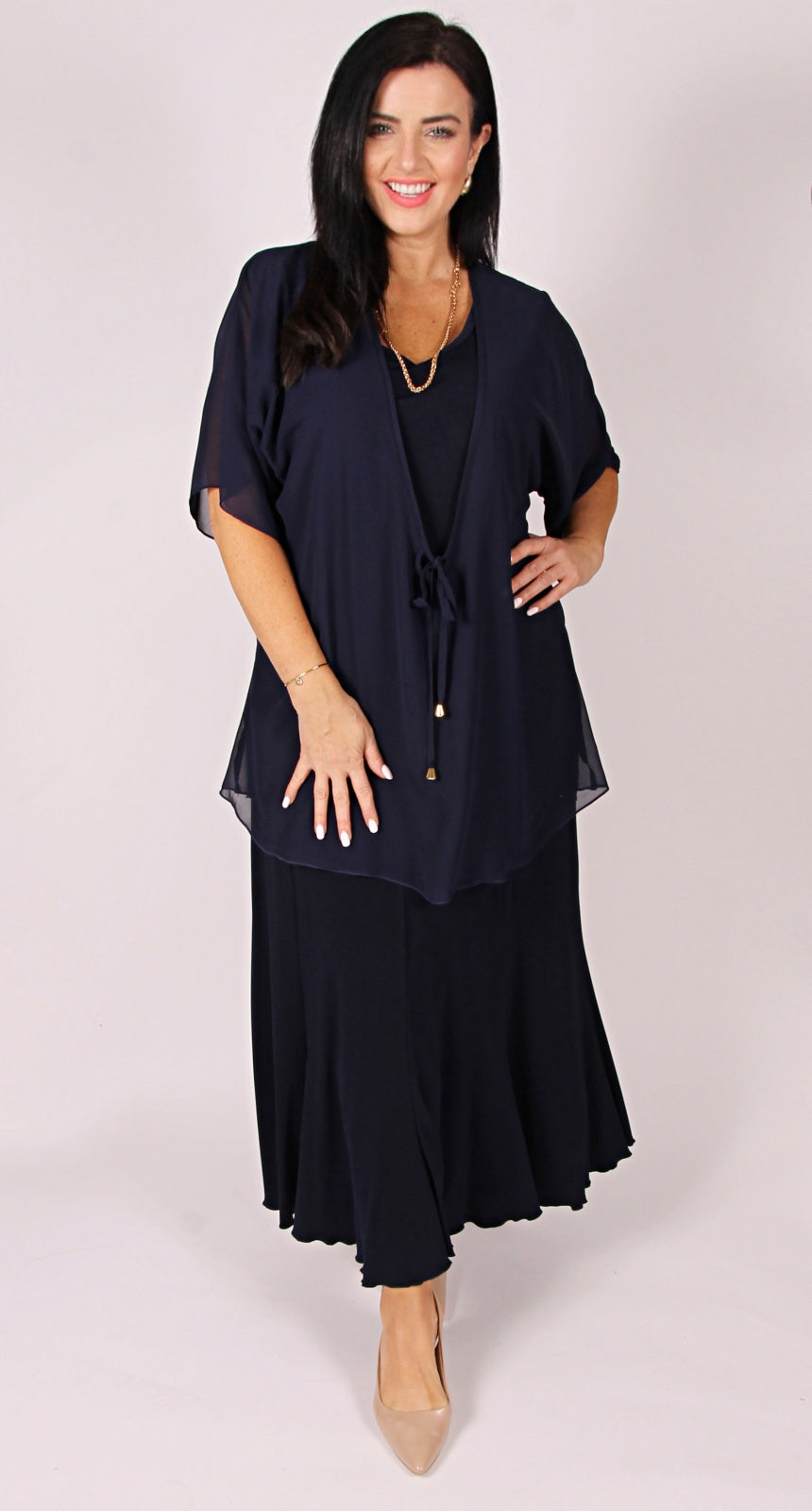 Kaftan Tie Front Top Navy