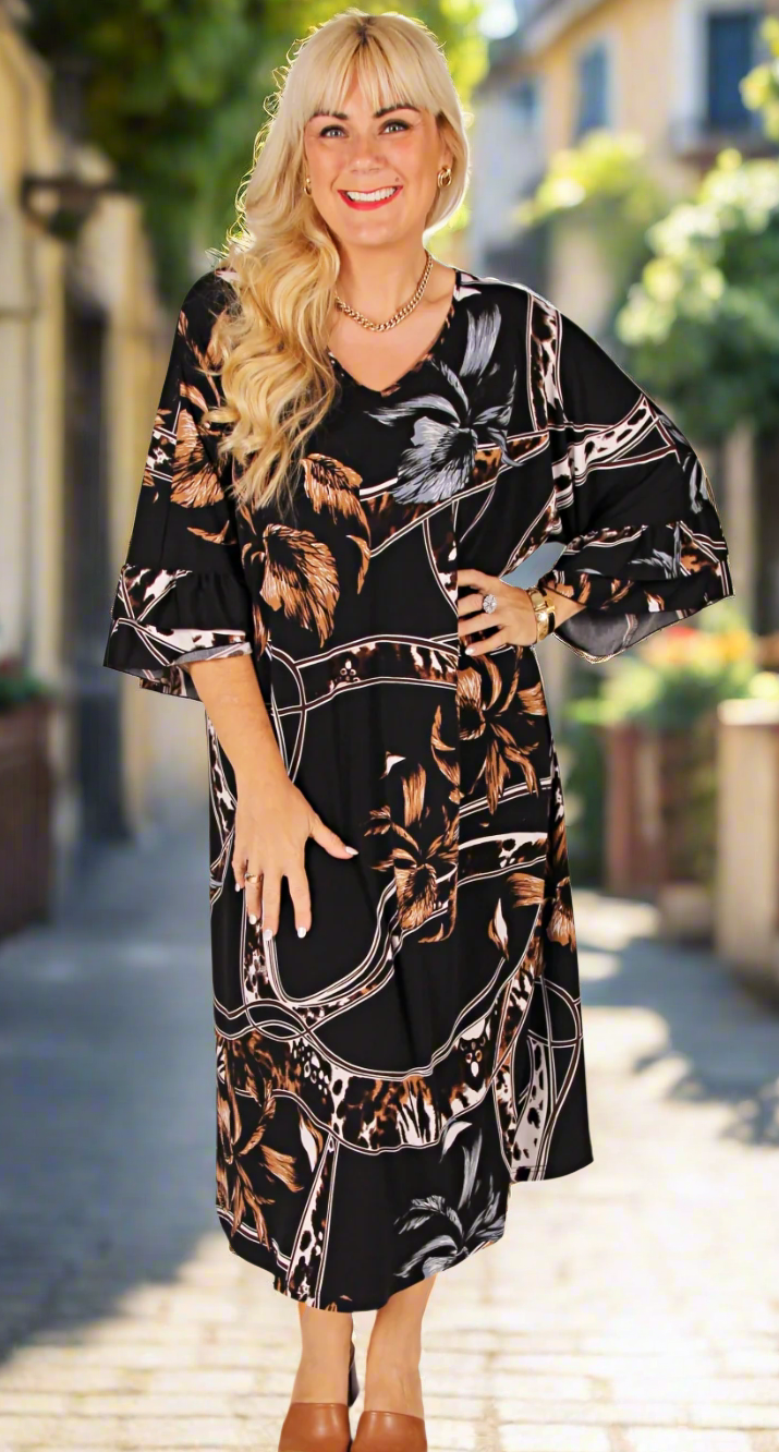 Print Kaftan Dress Rossi Scarf Print