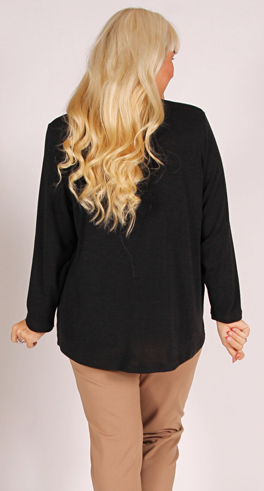 Soft as Cashmere Knit Crew Neck Top Black