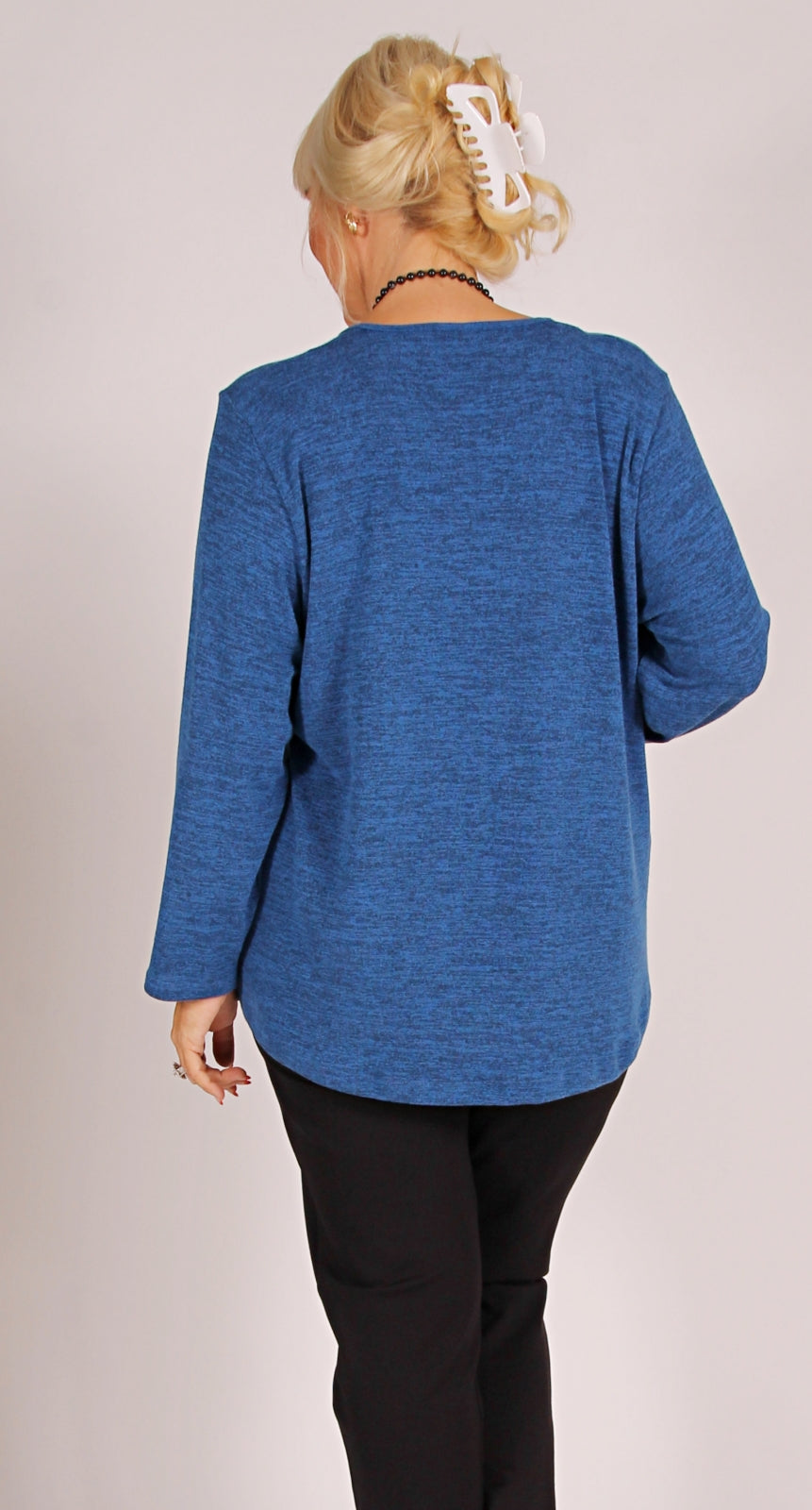 Soft as Cashmere Knit Crew Neck Top Royal Blue