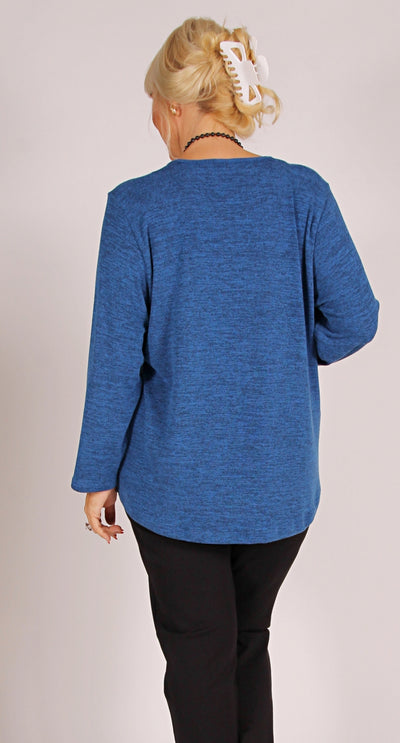 Soft as Cashmere Knit Crew Neck Top Royal Blue