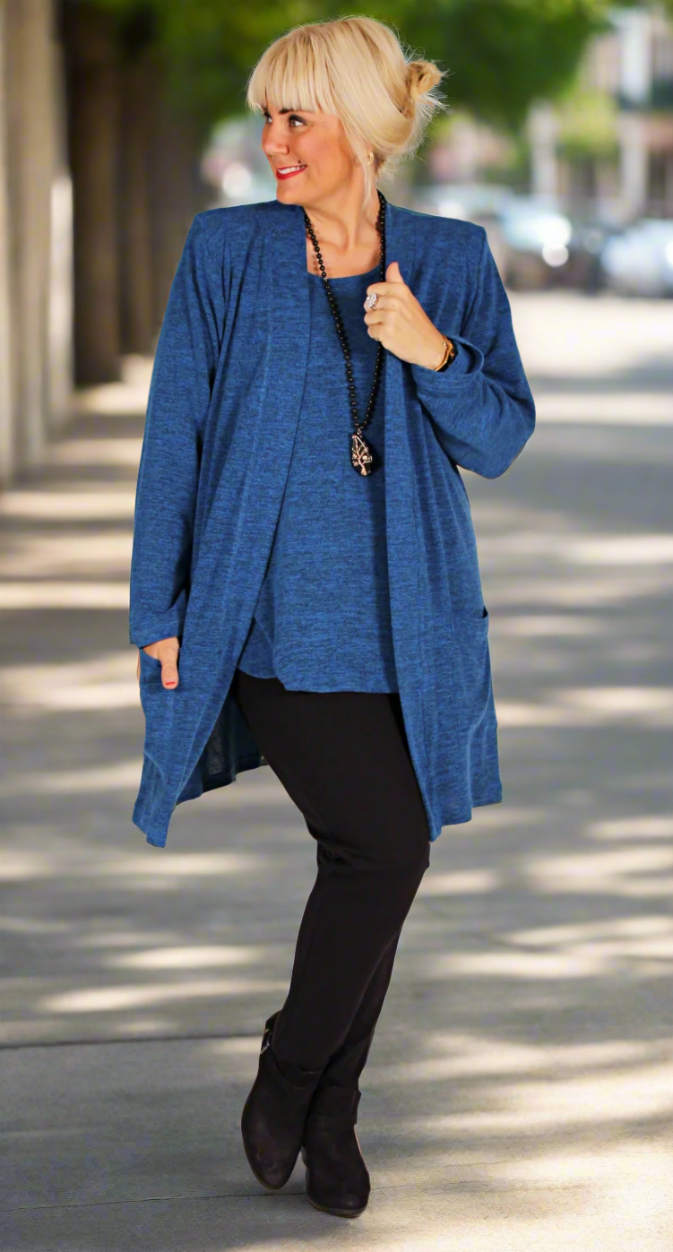 Soft as Cashmere Knit Crew Neck Top Royal Blue