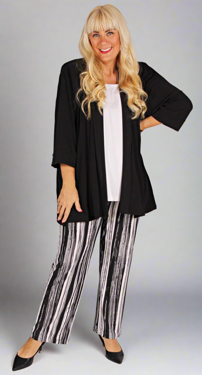 Straight Cut Wide Leg Pant Black|White