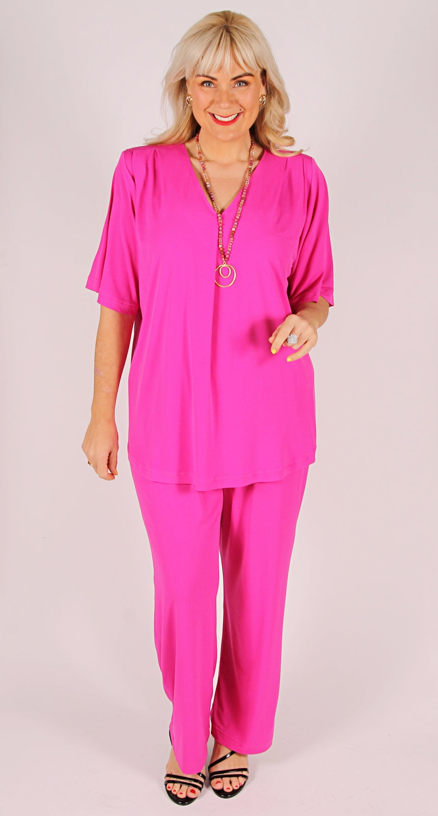 Pia Pleat Front Top Fuchsia