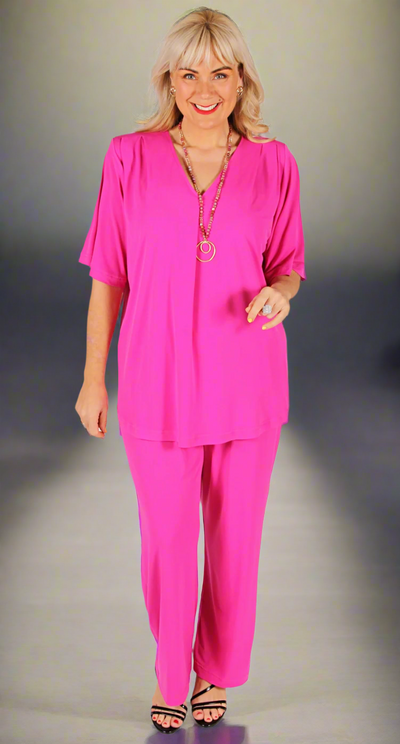 Pia Pleat Front Top Fuchsia