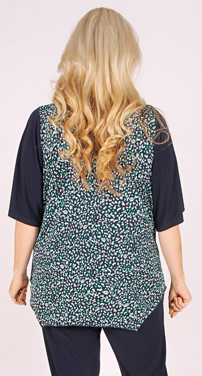 Ruffle Front Swing Style Top Dotti on Navy