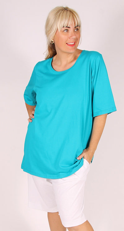 Derby Cotton Crew Neck Tee Turquoise