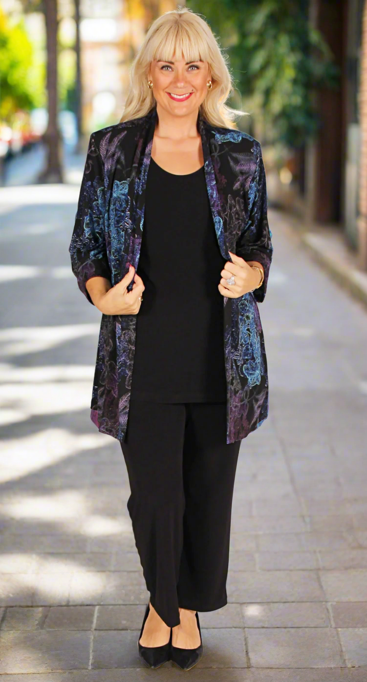 Aqua on Black Two-in-One Jacket and Cami