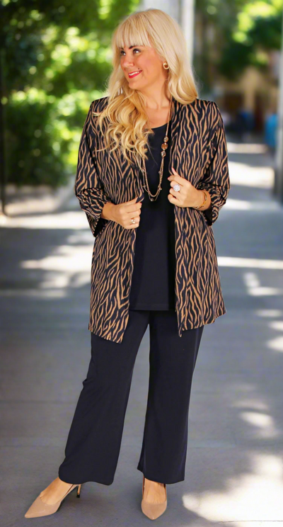 Caramel Swirls on Navy Two-in-One Jacket and Cami